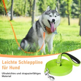 X XBEN Robust and lightweight recall lead for dogs, 3 m, 5 m, 10 m, 15 m, 20 m, 25 m, 30 m, 50 m recall lead with hand strap, long dog lead with metal hooks, reflective running lead for small, medium,