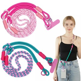 3en1 Correa para Celular, 2 Colgante para Celular Ajustable, Crossbody Cuello Muñeca Correa para Teléfonos, Cuerda de Seguridad Antirrobo, Tejido de Nailon, Diseño Tejido, para Viajes Ciclismo