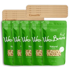 GreenLife® 500g Hard Wax Beads with 10pcs wax stick, Hard Wax Beans Hair Removal, Painless Waxing Bean Home wax Kit for Facial, Legs, Arms, Body, Bikini, Brazilian Pearl Depilatory, Hot Waxs for Women and Men (500g Bagged, Cream)