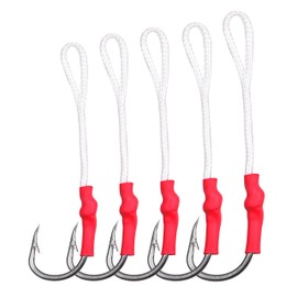 Assist Fishing Hooks-50pcs Live Bait Jig Assist 420 Stainless Steel Fishing Hooks with Strong PE Braid Fishing Line (6/0-50pcs)