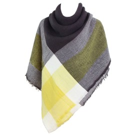 Deley Retro Soft Plaid Tartan Autumn Winter Scarves Oversized Long Stole Wrap Blanket Scarf, yellow, Einheitsgröße