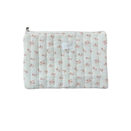 Toiletry Bag Floral to Choose from Various Sizes, 18x14x6 cm and 25x18x1cm, Off White and Pink, Basic Collection, white, 28x18x2Cm, Classic