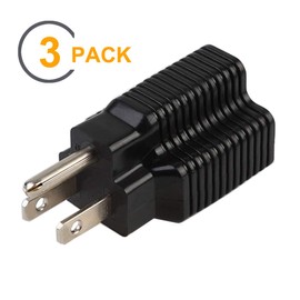 (3PACK) Nema 15 Amp to 20 Amp Plug Adapter ETL Listed NEMA 5-15P to 5-15/20R (Comb 20Amp T Blade) 15 Amp Household Plug to 20 Amp T-Blade AC Power Adapter