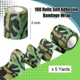 Threlaco 100 Rolls Self Adhesive Bandage Wrap Breathable Elastic Cohesive Bandage Non Woven Medical Wrap Colorful Ankle Tape for Stretch Athletic, Sports, Wrist(Sports Style,2 Inch X 5 Yards)
