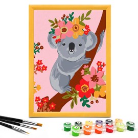 Nariolar Paint by Numbers for Kids Ages 4-8 with 7X9.5 inch Pre-Printed Cardboard,12 Acrylic Paint Pots and 3 Painting Brushes, Room Decor for Children,(Koala)