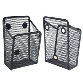 DUOHERESHUI Pack of 2 Square Magnetic Pen Holder Mesh, Magnetic Pen Holder, Magnetic Basket, Mesh Marker Pen Holder, for Locker Accessories, Whiteboard, Fridge, Storage Box
