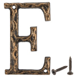 sourcing map House Address Letter, 5.5 Inch Cast Iron Vintage Wall Letter E Outside Letters for Home Street Office Mailbox Sign, Black & Gold