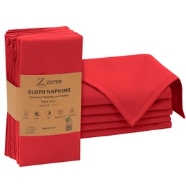 Zoyer Cloth Napkins Set of 4, 18x18 Inches Cotton Enrich Napkins Cloth ‎Washable, Soft & Durable Dinner Napkins for Parties, Wedding, Christmas, ‎Thanksgiving & Everyday Use - Red