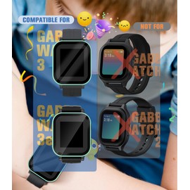 Seltureone 3 Pack Case Compatible with Gabb Watch 3/3e Screen Protector, Hard PC Protective Case Built-in Tempered Glass for Kids Compatible with Gabb Watch 3/3e Accessories Only (Pink+Green+Purple)