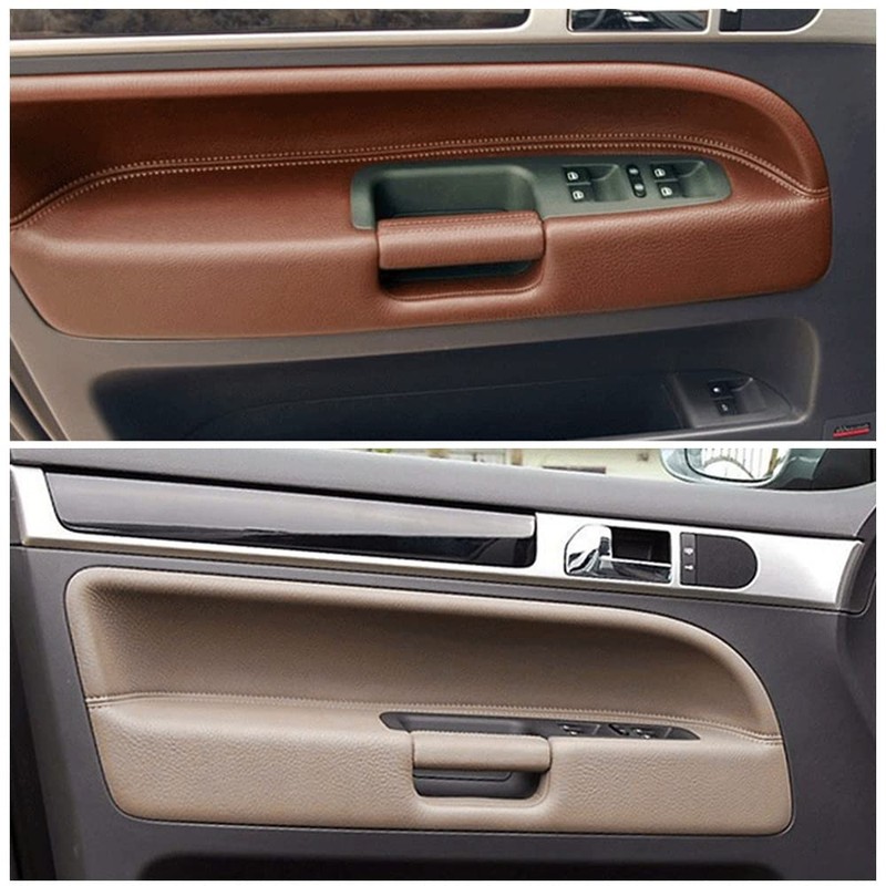 Hacreyatu Front Left Driver Interior Door Pull Handle Leather for