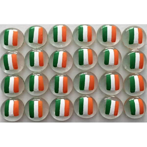 Irish Flag; Set of 24 Original Hand Painted Glass Gems