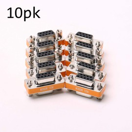 Arnorin DB9 Null Modem Female to Female Slimline Data Transfer Serial Port Adapter 10 Pack