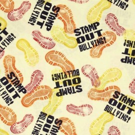 Quilting Treasures Take a Stand Stamp Out Bullying Toss Light Yellow 100% Cotton Fabric by The Yard