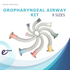 Endure Oropharyngeal Airway Kit, Sizes 40mm - 120mm, for First Aid & Airway Management, 10 Bags of 9 Pieces, Color-Coded by Size (90)