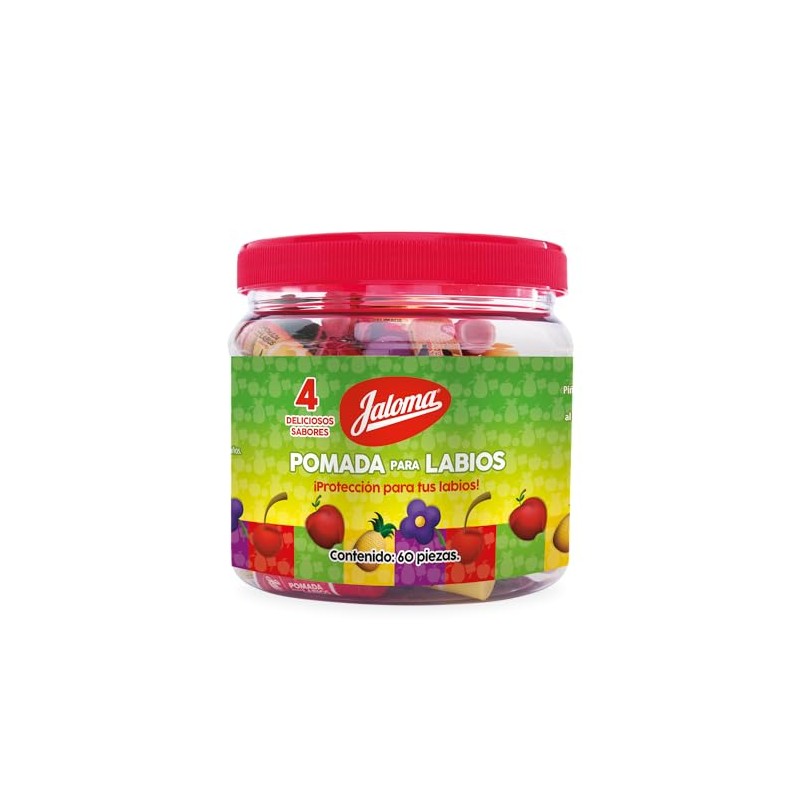 Jaloma Pomada Labial Varios Sabores Vitrolero, 60 Piezas, Pack of