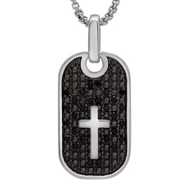 Timeless Love - 1/4 CT Black Treated Diamond - Dog Tag Pendant Necklace - Luxury Handcrafted Necklaces for Men