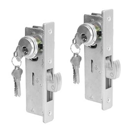 SUMBIN Storefront Door Mortise Lock Hook Deadbolt & Cylinder Combo, in Aluminum (1-1/8" Backset) 2 Sets