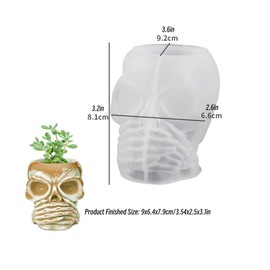 Skull Plaster Flower Pot Silicone Mold Concrete Succulent Flowerpot Vase Cement Clay Mold Candle Pen Holder Epoxy Resin Storage Box Mould