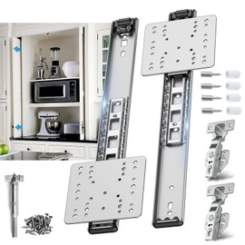 Sliding Hidden Door Track, Pocket Door Hardware, Smooth Gliding Pocket Door Slides with Hinges for Cabinet and Recessed Doors (12IN, Set, 1)