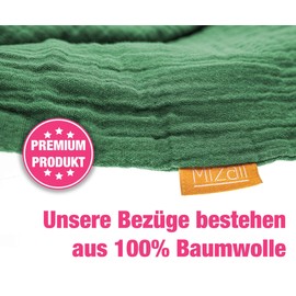 Mizali - Cuddly Cushion Cover 150 cm - Muslin Cover with Zip - Washable - Edge Protection Children's Bed (150 cm Pale Green)