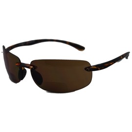 In Style Eyes Original Lovin Wrap Around Bifocal Reading Sunglasses - Rimless, UV Protection - Non-Polarized Lens - Tortoise - 2.5x