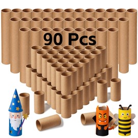 Dewgot 90 Pcs Cardboard Tubes for Crafts 2 Size Empty Toilet Paper Rolls, 1.7x10In＆1.6X 3.93In, Premium Kraft Paper Strong and Pressure-Resistant, Craft Tubes for Classroom DIY Projects-Brown