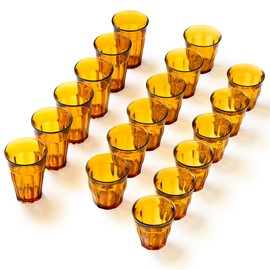 Duralex Le Picardie Glass Tumbler Drinking Set – 18-Piece Amber Tumblers in Mixed Sizes
