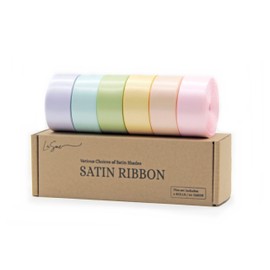 LASOIE Set Satin Ribbon for Flower Bouquet Gift Wrapping for Crafts Bows for Girls Hair Presents Birthday Party Decorations Wedding Invitations Decorative for Crafts Rainbow Pastel 25mm 1 Inch