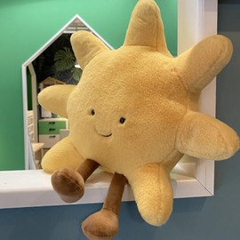 OUKEYI Amuseable Sun Moon Plush Toy,Soft Sun Plush Stuffed Toy, Bedside Sofa Pillows, Used for Home Decoration as Birthday Gifts for Children and Girls (Sun)