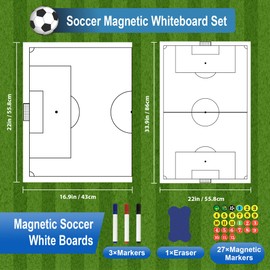 2 Piece Large Magnetic Soccer Coaches Clipboard,White Dry Erase Coaching Sheet for Whiteboard, Soccer Tactics White Board for Coaches and Teachers Gift, Teaching Aid Tools for Classrooms（No Board）