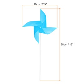 sourcing map 25pcs Windmills for the Yard Garden 15" x 7.5" 4 Leaves Pinwheels Wind Mills Spinners Windproof Waterproof Bird Devices with Stakes for Patio Decor, Light Blue