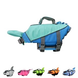 FANUPSON Dog Life Jacket, Reflective Dog Life Vest with Removable Neck Float & High Buoyancy for Swimming and Boating,Ripstop Puppy Floating Swim Vest for Small Medium Large Dogs(Pool Blue, Medium)