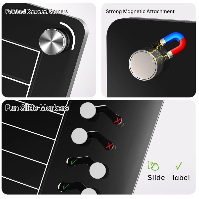 NiHome Magnetic Acrylic to Do List Planning Board with Sliders