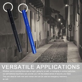 Generic 2 Pcs Blue Aluminum Alloy Mini Car Window Breaker Escape Tool with Keychain Mount and Plunger Actuator for Emergency Use