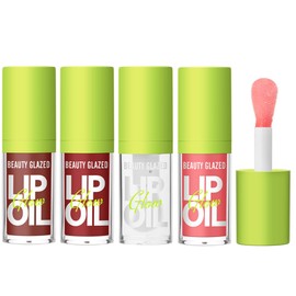 Beauty Glazed Big Brush Head Lip Oil, Ultra-Hydrating & Nourishing, Smooth Glossy Finish Lip Glow Oil, Shiny and Vegan Tinted Lip Gloss, Non-Sticky Formula (103# SWEET)