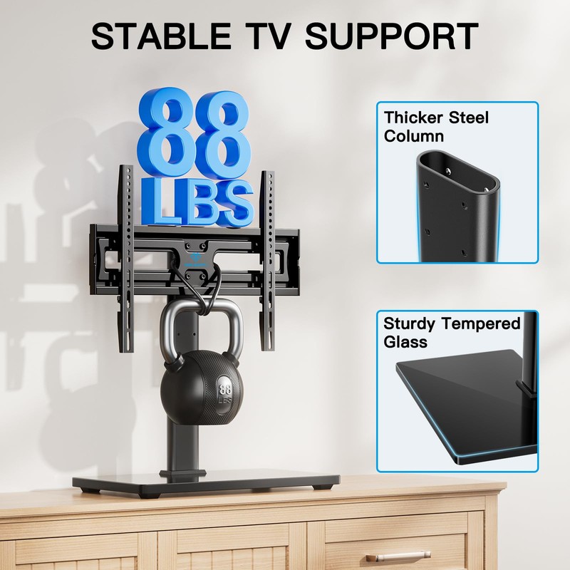 PERLESMITH Universal Swivel TV Stand-Table Top TV Stand for 32-65