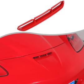 Suetlcoity Car Hood Vents Compatible with Corvette C6 Stingray 2005-2013 ABS Hood Scoop Body Kit Engine Hood Air Outlet Vent Moulding Protection Cover Trim C6 Accessories (Sports Red)