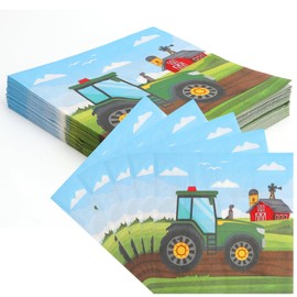 KQDRAVINE 40 Stück Traktor Servietten, 33x33cm Servietten, Bauernhof Servietten, Bauernhof Geburtstag Deko Servietten, Tortendeko Traktor Servietten für Traktor Geburtstag Jungen Mädchen Mottoparty