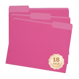 pmybupo Pink File Folders 8.5x11 Inch,1/3 Cut Tab Colored File Folders Letter Size,School Business Office Folders for Document-18 Pack