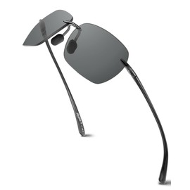 LADEESSE Sunglasses Men - Rimless Square Polarized Sunglasses - Lightweight TR90 Frame Sun Glasses with UV Protection
