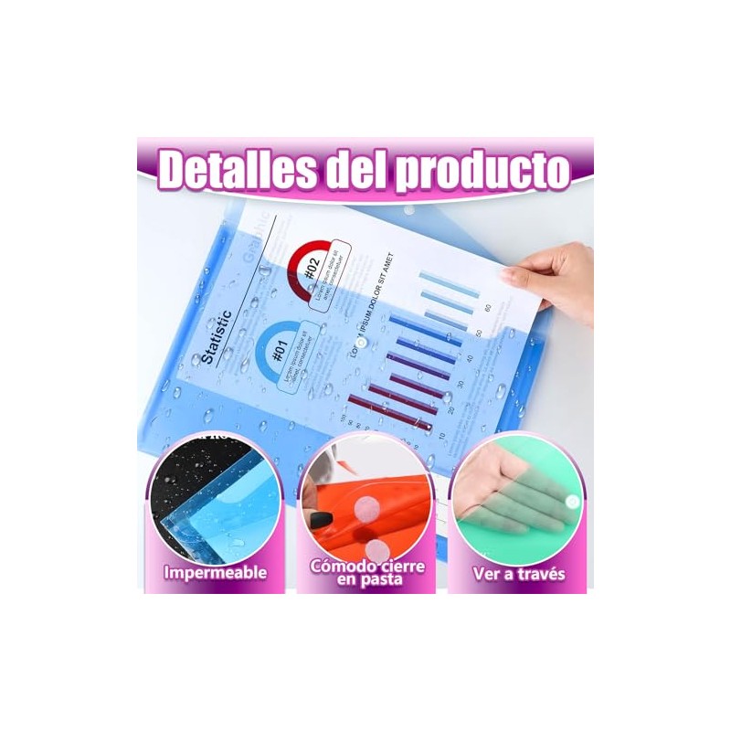 Carpeta de Plástico, A4 Sobres Folder Transparentes Plastico con Botón