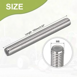 Awclub Fully Threaded Rod, M6-1.0 Thread Pitch, 100mm Length 304 Stainless Steel Thread Bar Studs Rods, Right-Hand Threads 10pcs