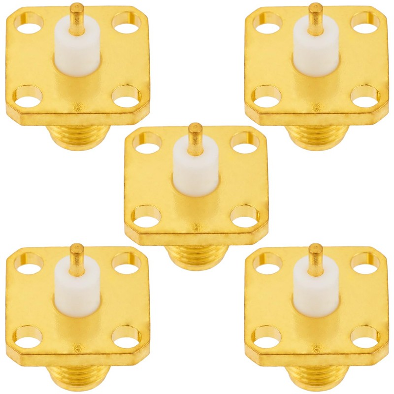 POBADY 5pcs SMA Female 4 Hole Flange Panel Mount Adapter