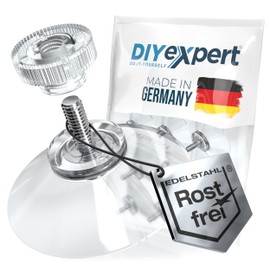 DIYexpert Suction Cup with Thread Made of Stainless Steel, Made in Germany, Diameter 40 mm, Pack of 50, High-Quality Suction Cups for Camping and Car, Ideal as Suction Cup Hooks and Suction Lifters