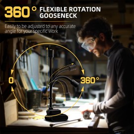 Favorlite LED Work Light, 5000mAh Magnetic Gooseneck Light Rechargeable, 2000 Lumen 360°Flexible Mechanic Lamp with Hook, Job Site Lights for Men, Work Bench, Auto-Repairing, Emergency, Power Outage