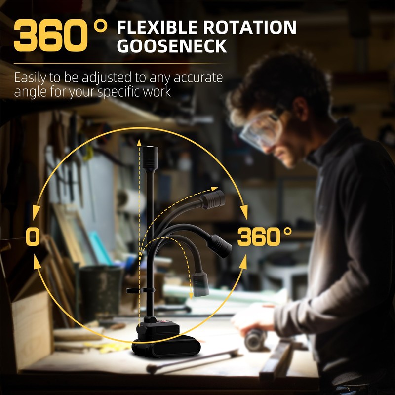 Favorlite LED Work Light, 5000mAh Magnetic Gooseneck Light Rechargeable, 2000