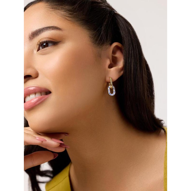 Double Hoop Earrings - Ash Double Marble Blue