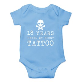 18 Years Until My First Tattoo Funny Cute Novelty Infant Creeper, One-Piece Baby Bodysuit (Light Blue, Newborn)