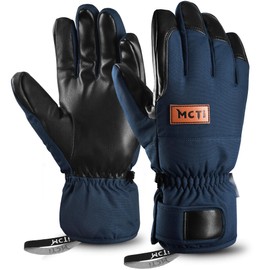 MCTi Ski Gloves Men's Waterproof Insulated Snow Gloves Lightweight Warm for Winter Navy Blue