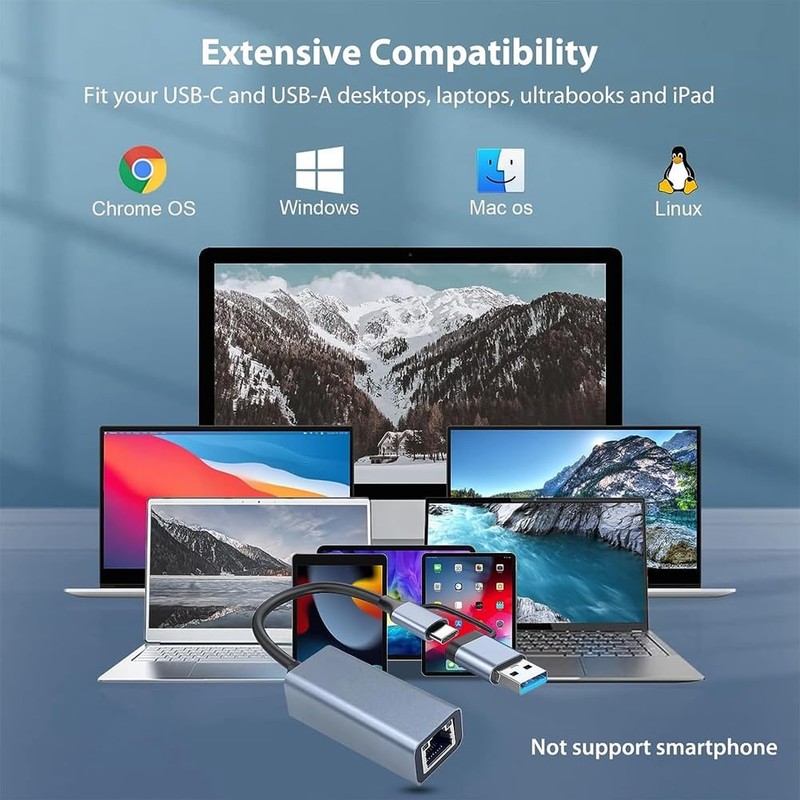 Xuegier USB 3.0 to Ethernet Adapter with USB C to